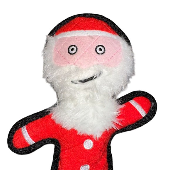 New Rare HTF Tuffy Gear Red Santa Claus Faux Beard Squeakers 12" Dog Toy Play - Picture 2 of 6